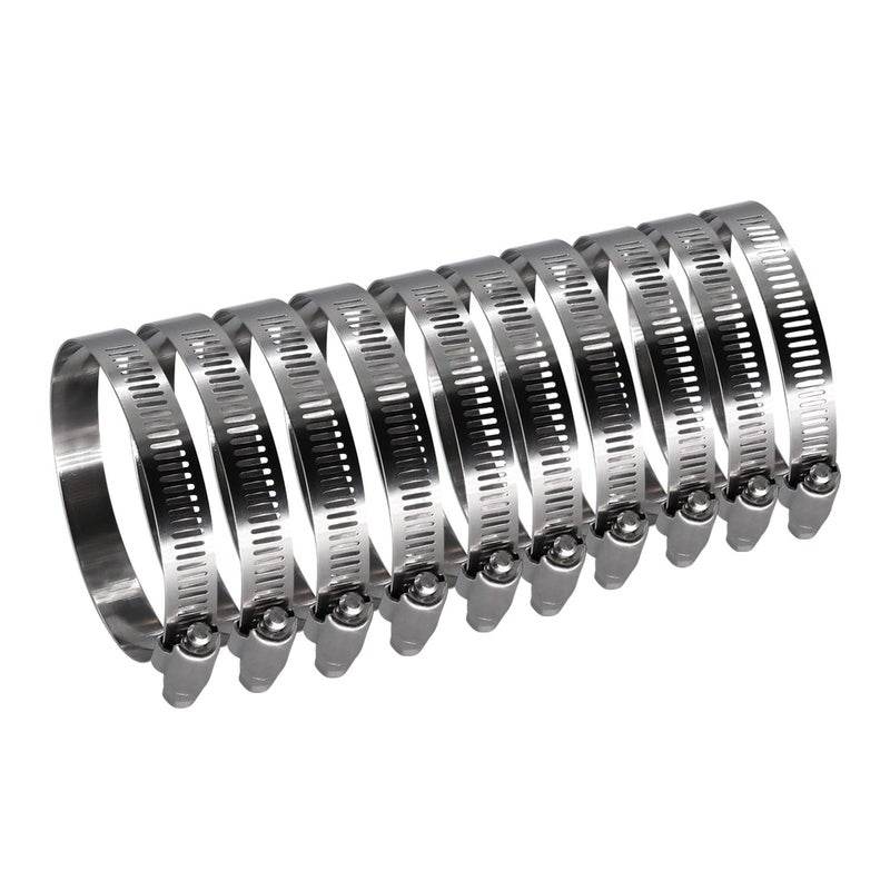 ROADFORMER 3.5" Worm Gear Hose Clamp - SAE 56 Size, Full Stainless Steel with 1/2" Band Width, Working Range 78mm - 102mm Hose Clamps, 10 Pack - Image 1
